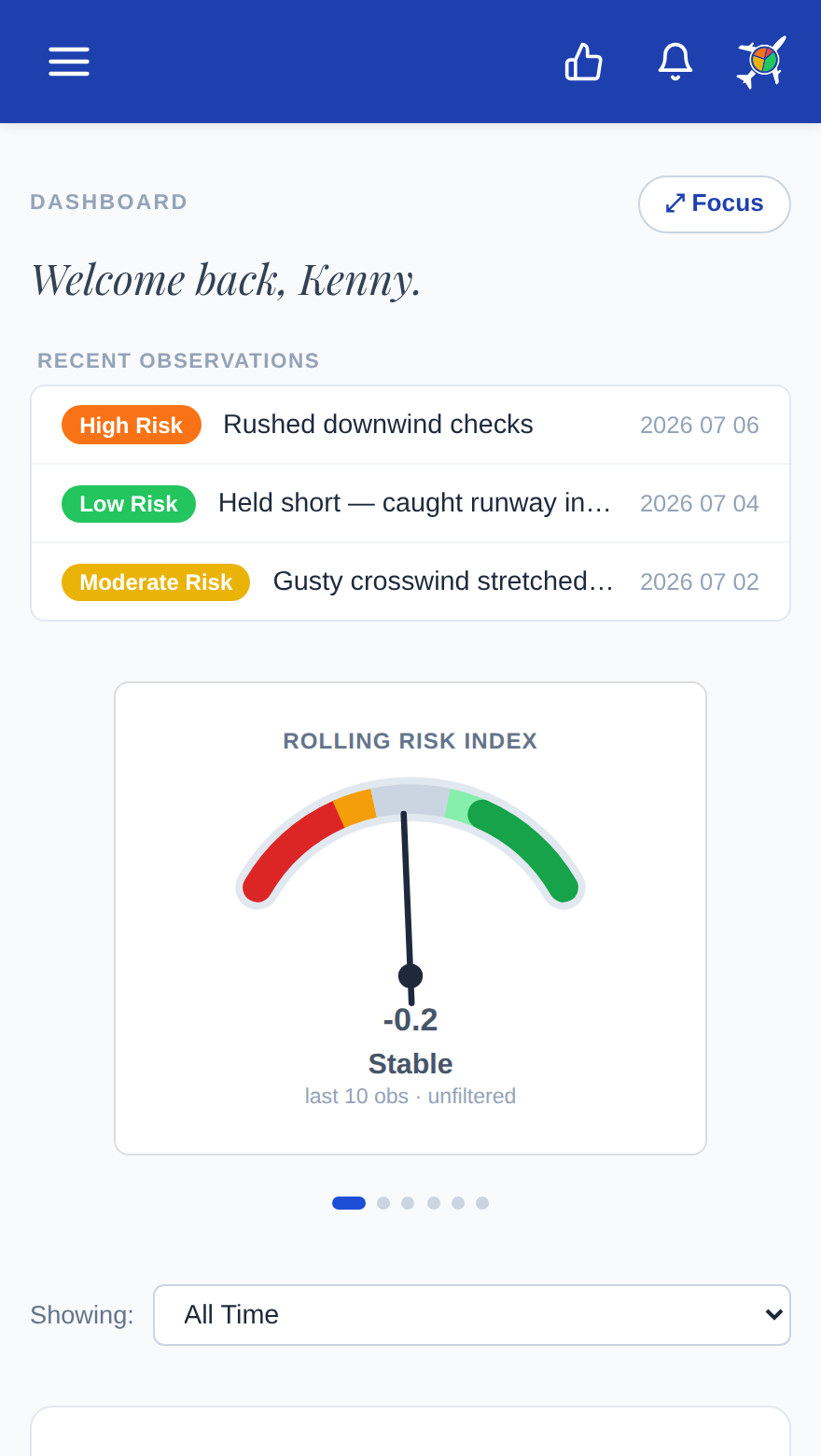 The Pilot Exponent dashboard